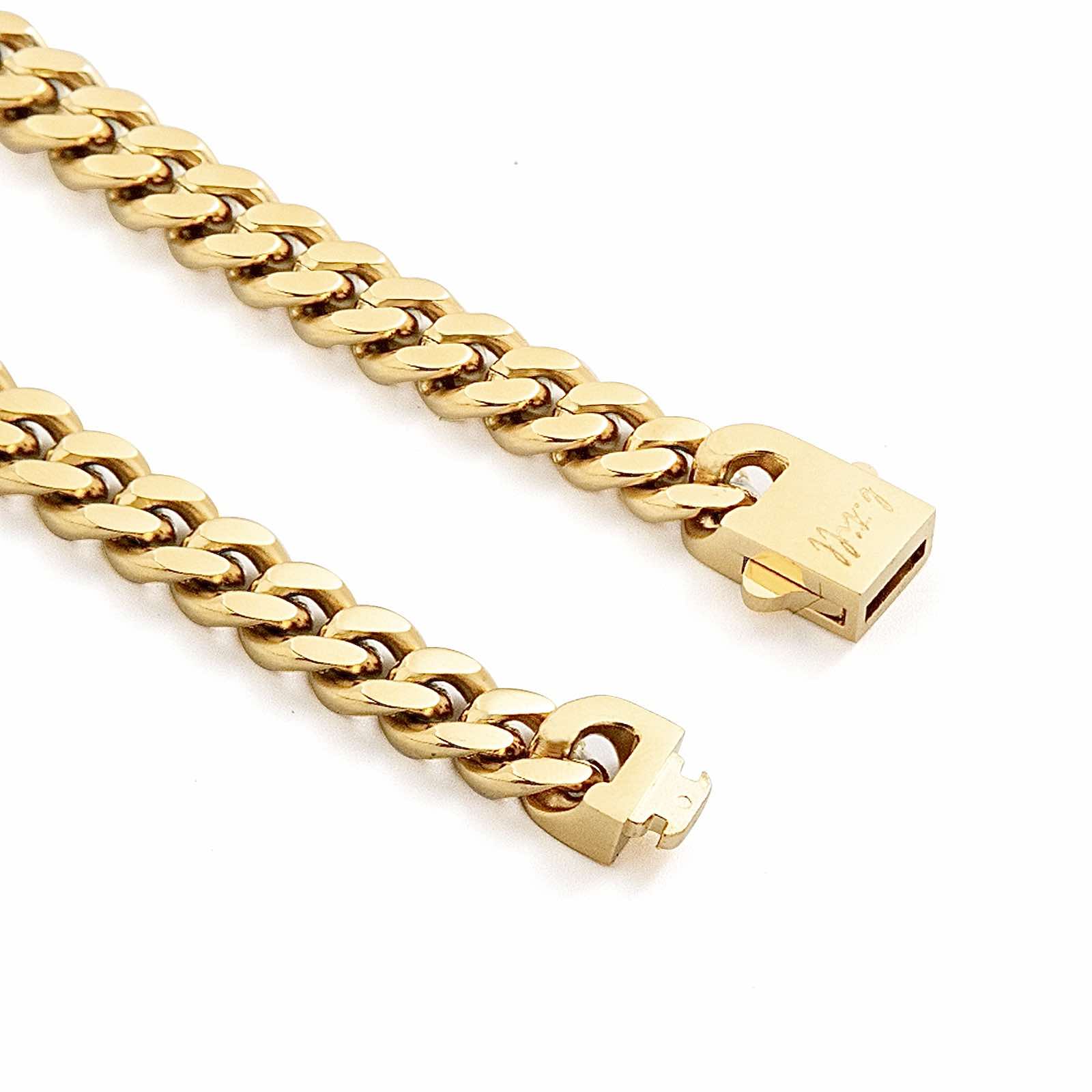 C138G B.Tiff Gold Flat Cuban Link Necklace/ 8mm